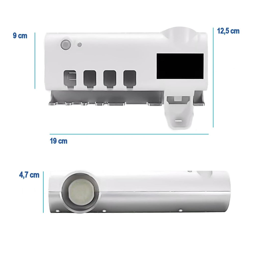 Portacepillos UV con Dispensador de Pasta Dental - Hasta 4 Cepillos