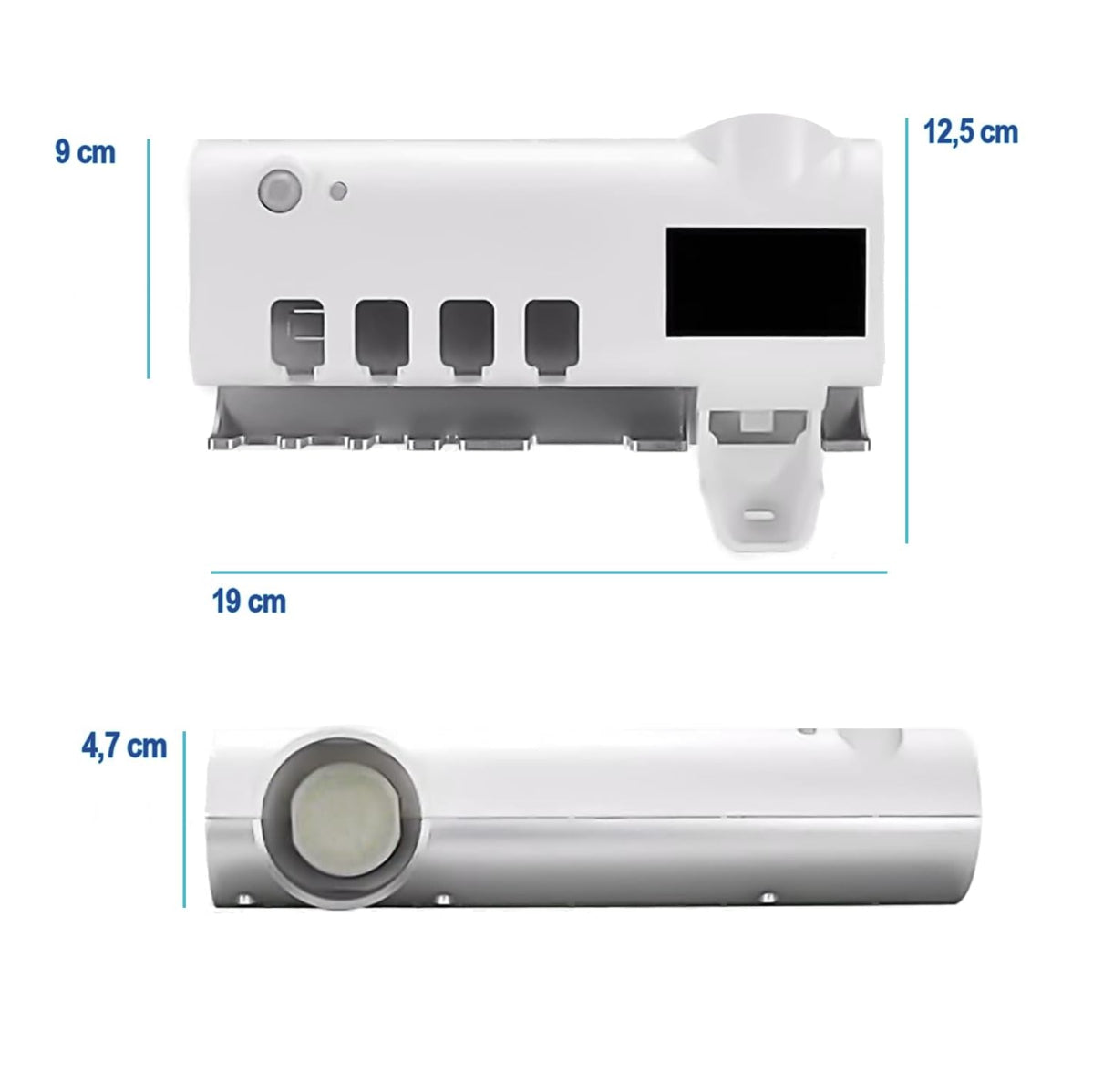 Portacepillos UV con Dispensador de Pasta Dental - Hasta 4 Cepillos