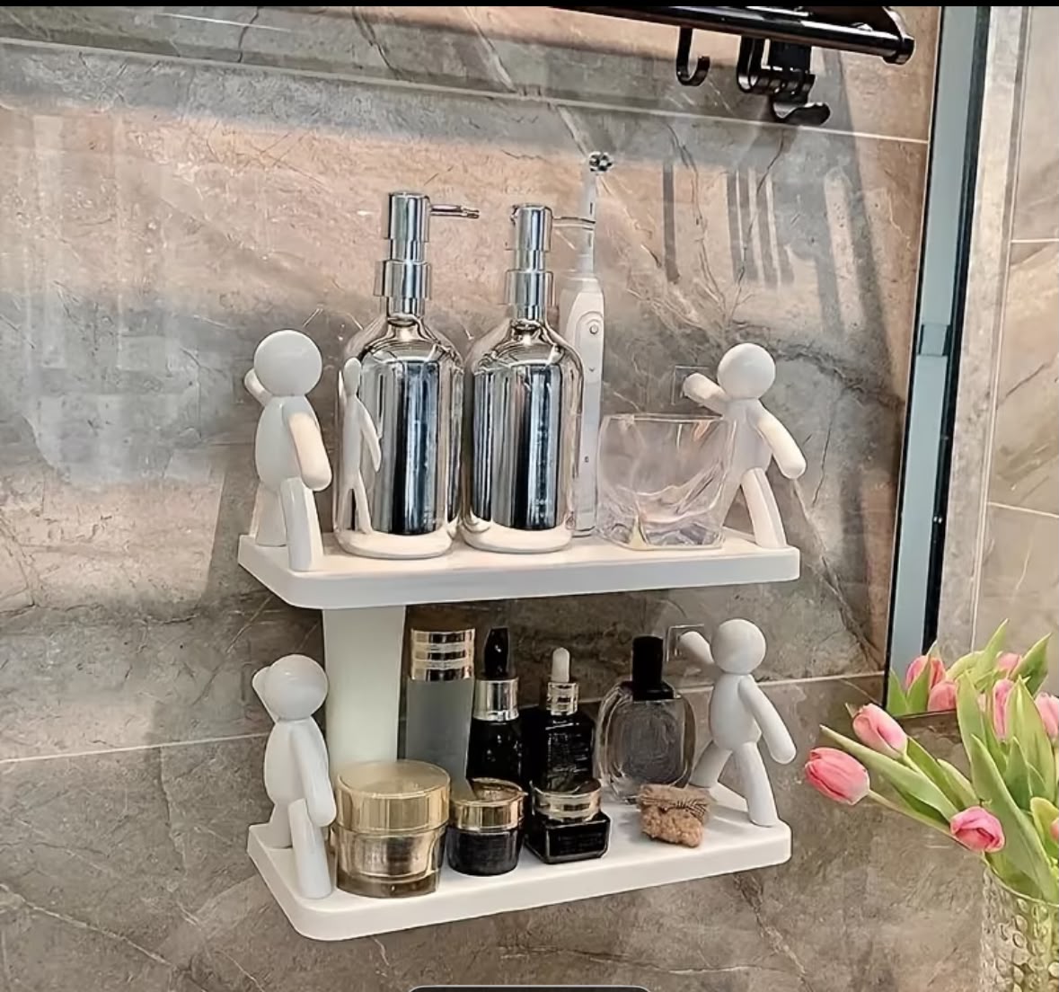 Estante Organizador Adhesivo para Baño - 2 Niveles